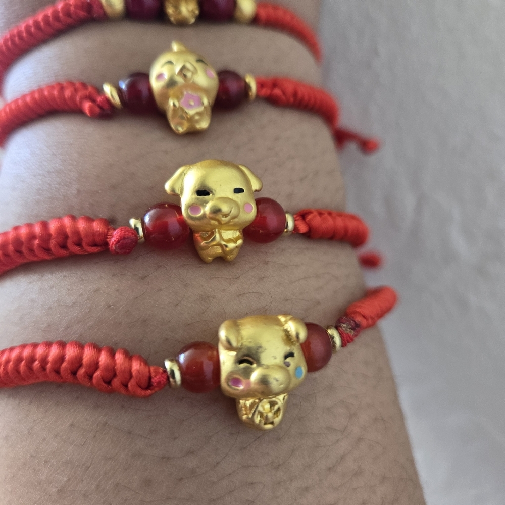 ππ Red and Gold Chinese Zodiac Lucky Charm Bracelet - Picture 4 of 15